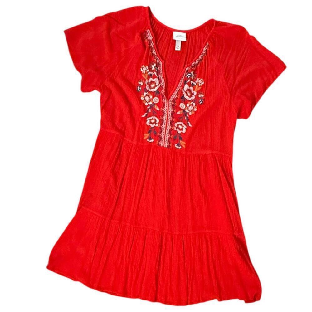 Knox Rose Red Embroidered Peasant Dress – Size M